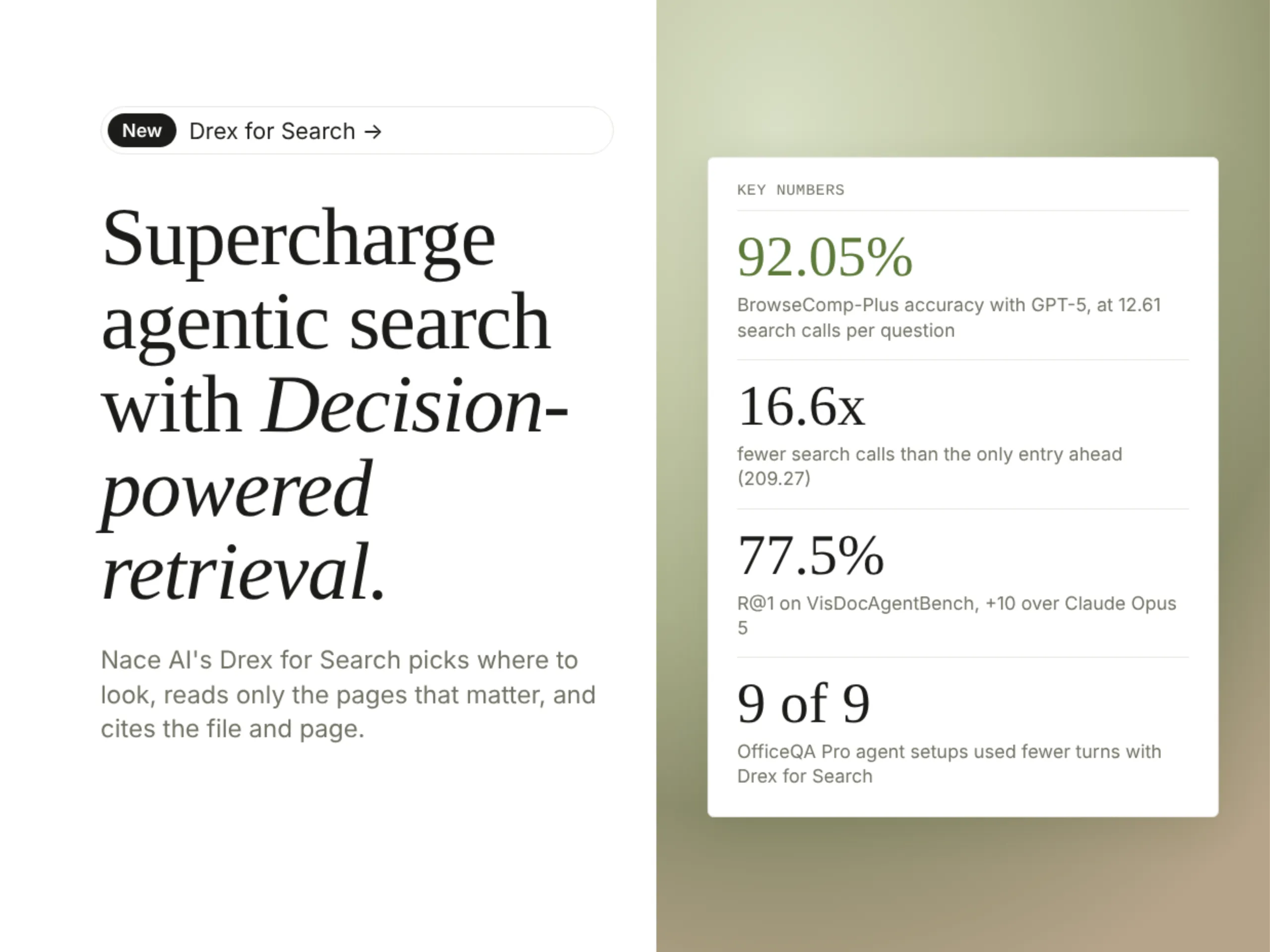 Nace AI 发布 Drex for Search：BrowseComp-Plus 得分 92.05%